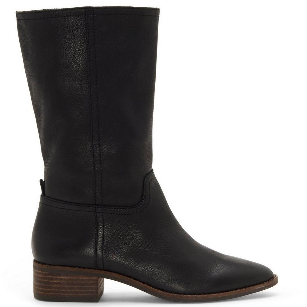 Lucky Brand Laerys Mid Calf Leather Boots - Black -Size 9